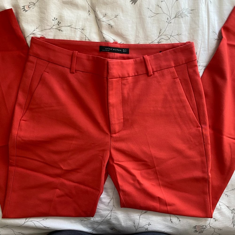 *LIKE NEW* Zara Woman Red Ankle Work Pant